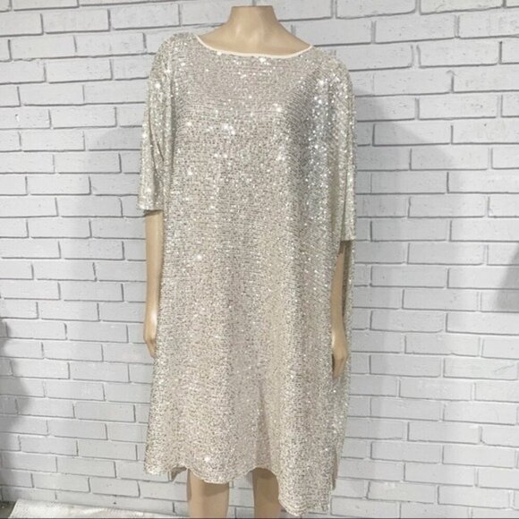 Zara Women’s Sequin Knit Ecru Cape - Picture 11 of 12